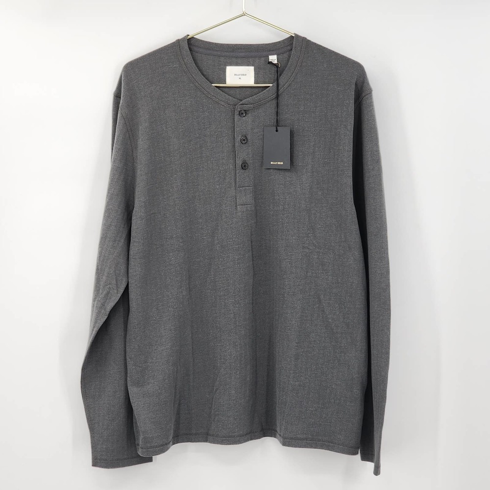 Billy Reid Men's Herringbone Terry Henley in Faded Black Size XL NWT